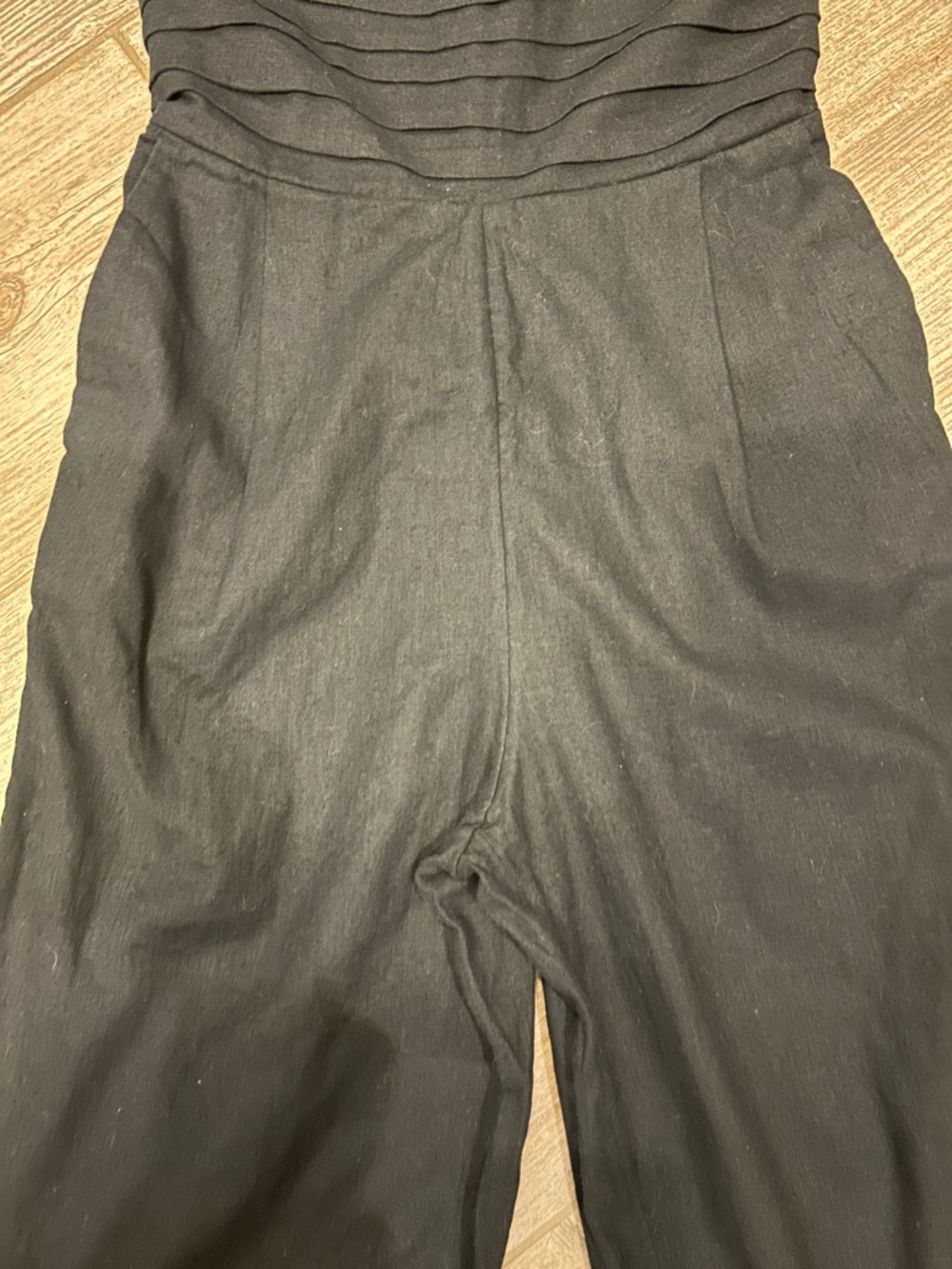 Abercrombie & Fitch Black Strapless Wide-Leg Jumpsuit- Linen and Cotton Blend - Picture 9 of 16